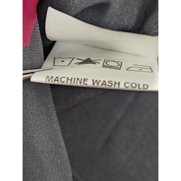 Eshakti Floral Print Georgette Peplum Blouse Size M-8 Black Pink Back Zip Office - Picture 8 of 13